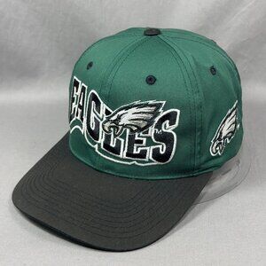 Vtg Philadelphia Eagles Ani NFL Snapback Hat Green Adjustable Spellout Mens 90s